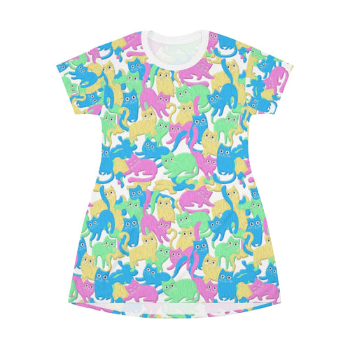 Catmaflage - Pastel - All Over Print T-Shirt Dress