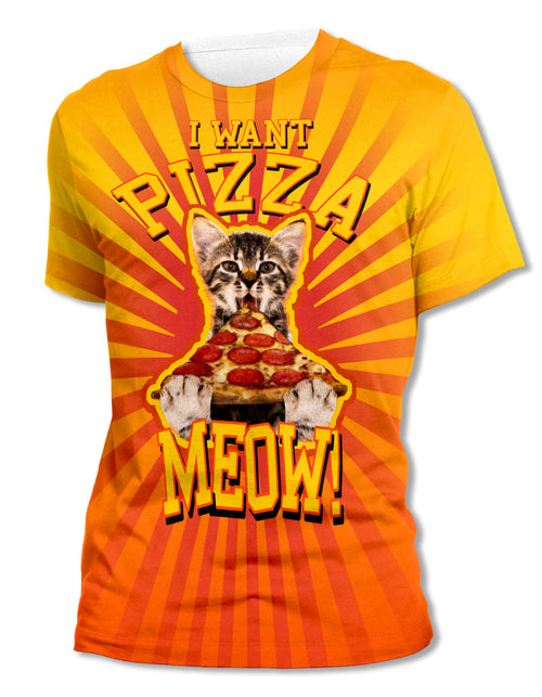 I Want Pizza Meow! - Unisex All-Over Print Graphic Tee