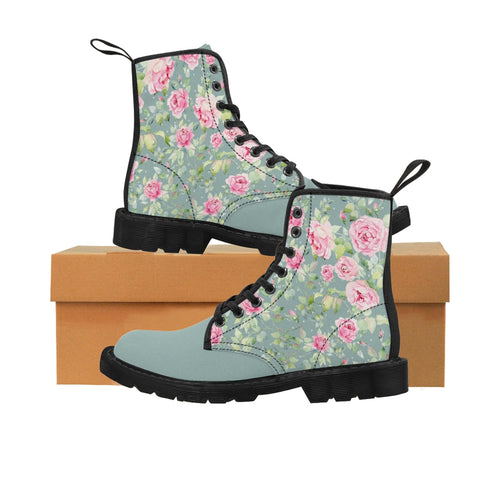Pink Roses - Women's Canvas Boots
