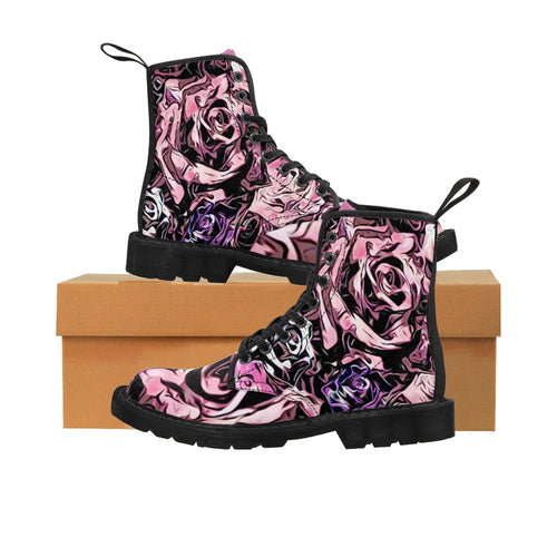 Pink Wild Roses - Women's Canvas Boots