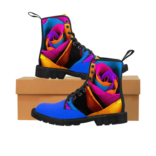 Rainbow Rose - Women's Canvas Boots