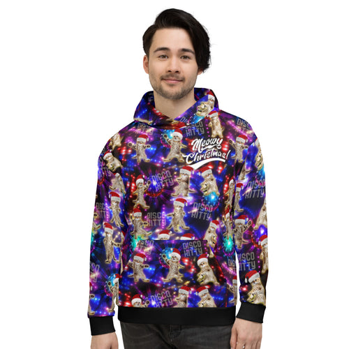Meowy Christmas (Disco Kitty) - All-Over Print Unisex Hoodie