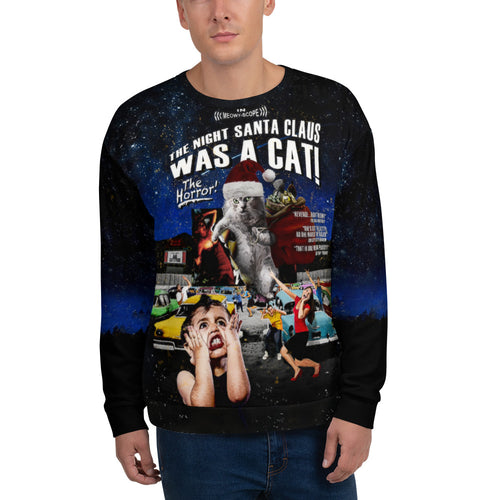 Santa Was A Cat - All-Over Print Unisex Sweatshirt